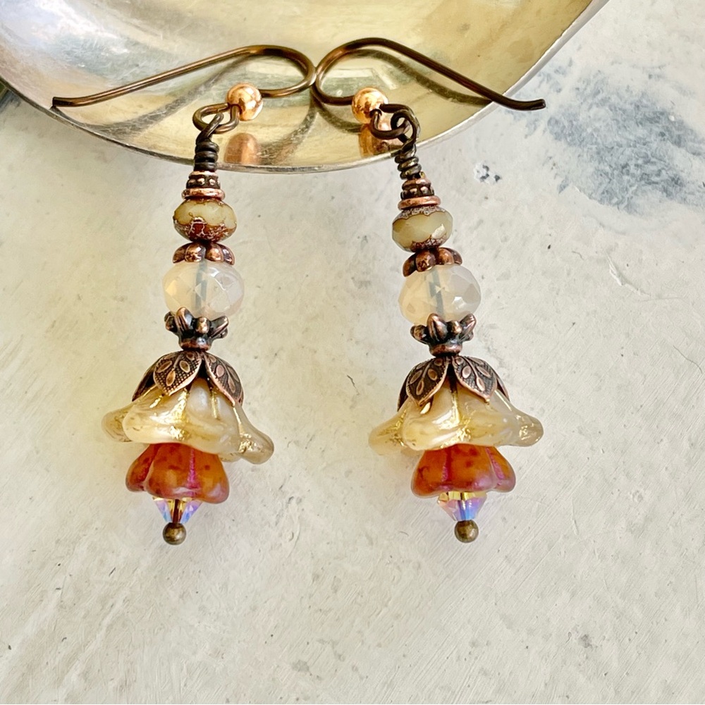 ARTISAN Earrings “Champagne and Roses” - Dangles - Picture 6 of 10